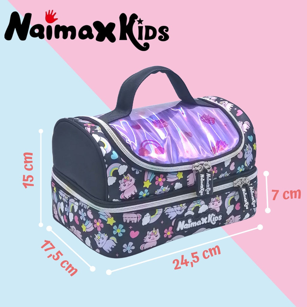 PREORDER Naimax Kids Lunch Bag Double Deck - Cat Black